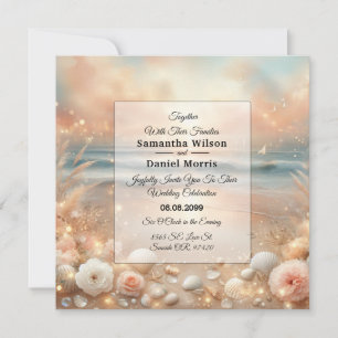 Seaside Sparkle and Sunset Dreams Wedding Invitation