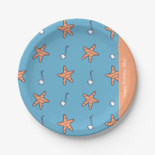 Seaside Stars and Music Notes Happy Birthday Paper Plate