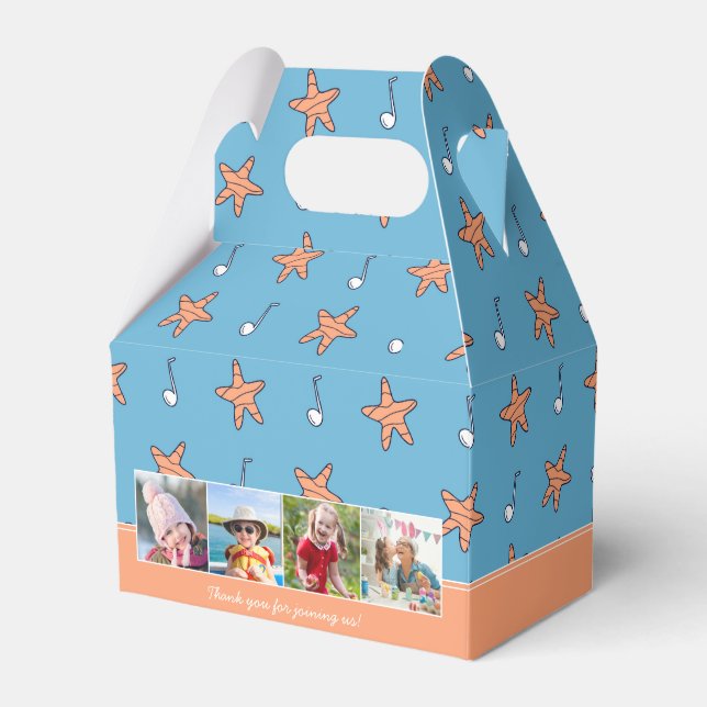 Seaside Stars and Music Notes Happy Birthday Photo Favor Box (Front Side)