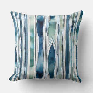 Seaside Stripe & Shape Coastal Decor Throw Pillow