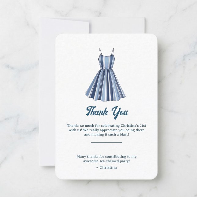 Seaside Stripes Celebration Thank You Card (Complete your matching party suite.)