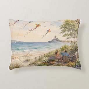 Seaside Summer Garden – Coastal Beach, Colourful K Accent Pillow