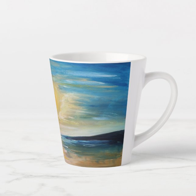 Seaside Sunrise Ocean Sunset Radiant Seascape Pain Latte Mug (Right)