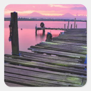 Seaside Sunset Coastal Square Sticker