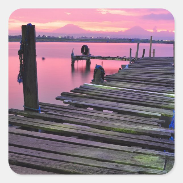Seaside Sunset Coastal Square Sticker (Front)