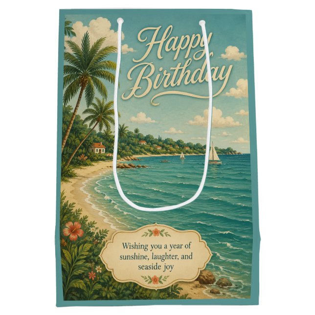 Seaside Sunshine Birthday Escape Medium Gift Bag (Back)
