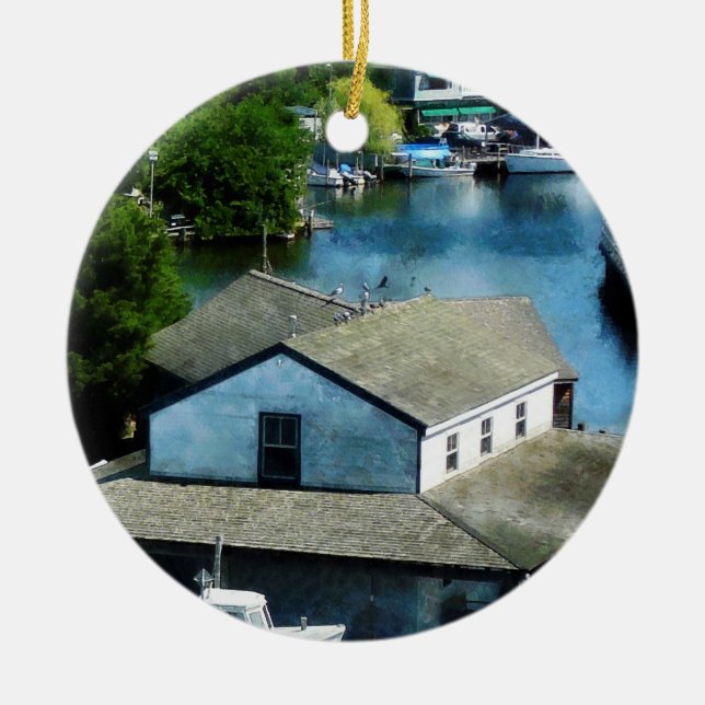 Seaside Town Ceramic Ornament (Front)