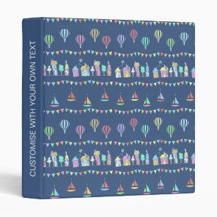 Seaside Town Sail Boats and Bunting Personalised Binder