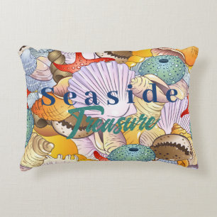  Seaside Treasure Marine Life Decorative Seashells Accent Pillow