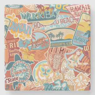 Seaside Vacation Waikiki Bay Hawaii Stone Coaster