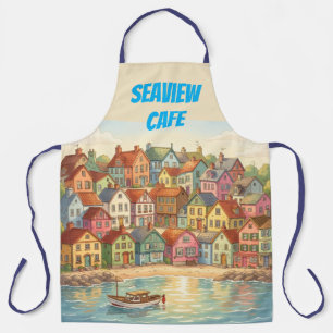 Seaside view coloured houses Cafe, B&B Personalize Apron