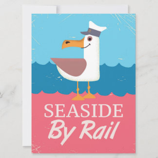 Seaside vintage holiday poster print. card