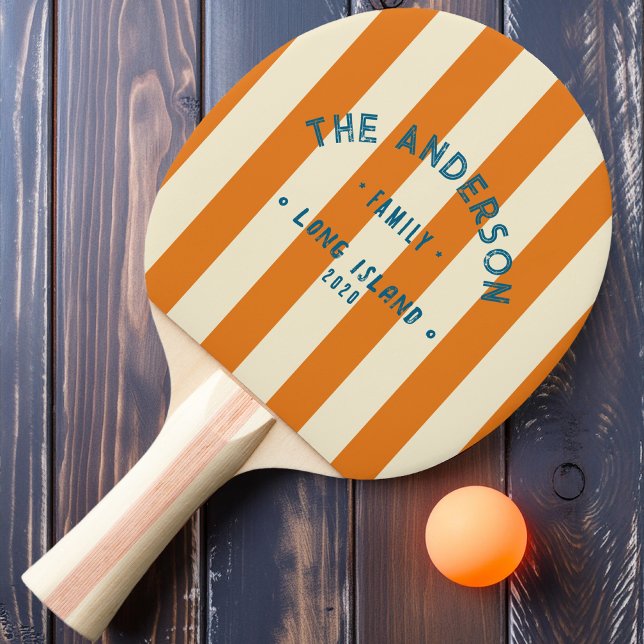 Seaside Warm Citrus Striping & Family Name Ping Pong Paddle (Creator Uploaded)