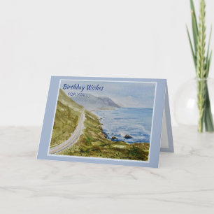 Seaside Watercolor Birthday Greetings Card