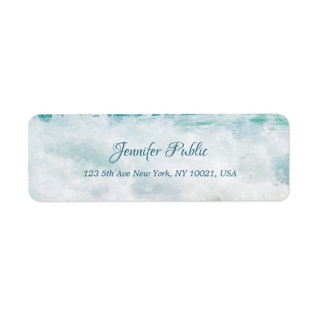 Seaside Waves Artwork Hand Script Return Address (Front)