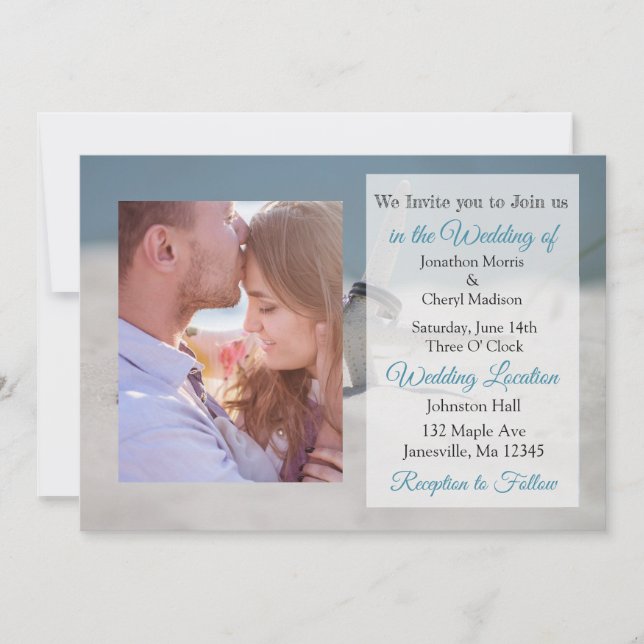 Seaside Wedding Bands Themed Photo Wedding Invites (Front)