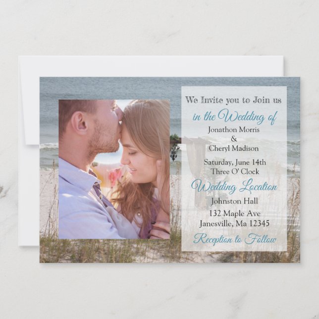Seaside Wedding Beach Themed Photo Wedding Invites (Front)