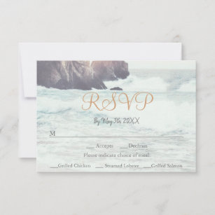 Seaside Wedding Beach Waves RSVP Card