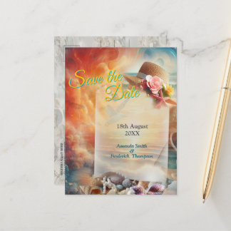 Seaside Wedding Celebrations on the Beach Announcement Postcard