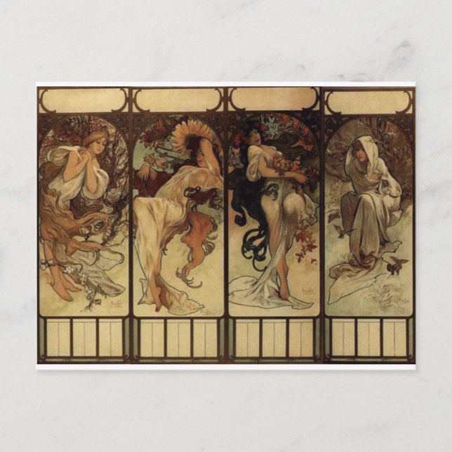 Season by Alphonse Mucha Postcard (Front)