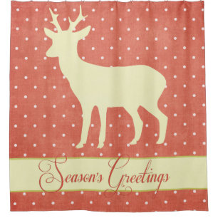 Season Deer Shower Curtain - Coral Polka Dots