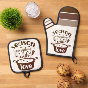 Season Everything with Love ❤️ Oven Mitt & Pot Holder Set