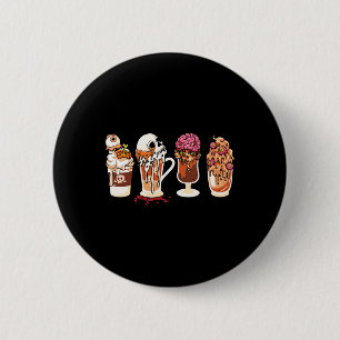 Season Fall Coffee Horror Movie And Coffee Hallowe 2 Inch Round Button