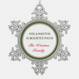 Season greeting Chrismas formal family keeksake Snowflake Pewter Christmas Ornament