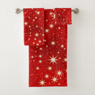 Season Greetings - Black, Red and Gold Christmas Bath Towel Set