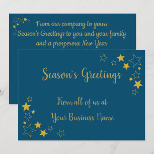 Season Greetings non religious blue Gold card