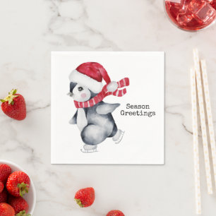 Season Greetings Penguin Napkin