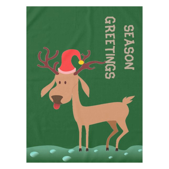 Season Greetings Reindeer Tablecloth (Front)
