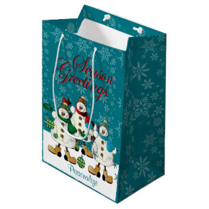 Season Greetings Snowmen Friends   Christmas Medium Gift Bag