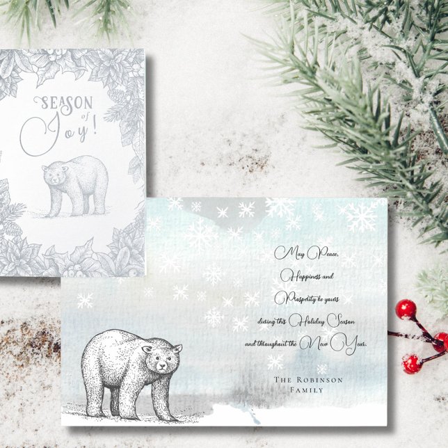 Season Joy Forest Bear Christmas Greetings Silver Foil Card (Creator Uploaded)