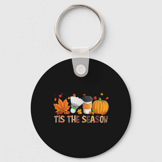 Season Leopard Pumpkin Badminton Halloween Fall Le Keychain (Front)