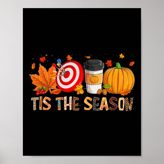 Season Leopard Pumpkin Darts Halloween Fall Leaf  Poster (Front)