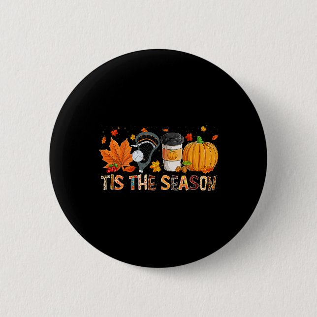 Season Leopard Pumpkin Lacrosse Halloween Fall Lea 2 Inch Round Button (Front)