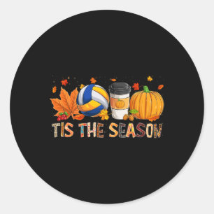 Season Leopard Pumpkin Volleyball Halloween Fall L Classic Round Sticker