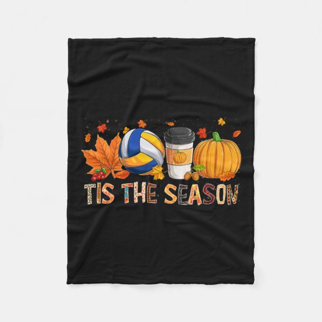 Season Leopard Pumpkin Volleyball Halloween Fall L Fleece Blanket (Front)