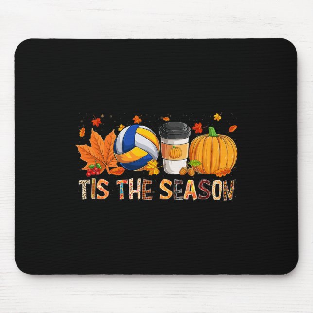 Season Leopard Pumpkin Volleyball Halloween Fall L Mouse Pad (Front)