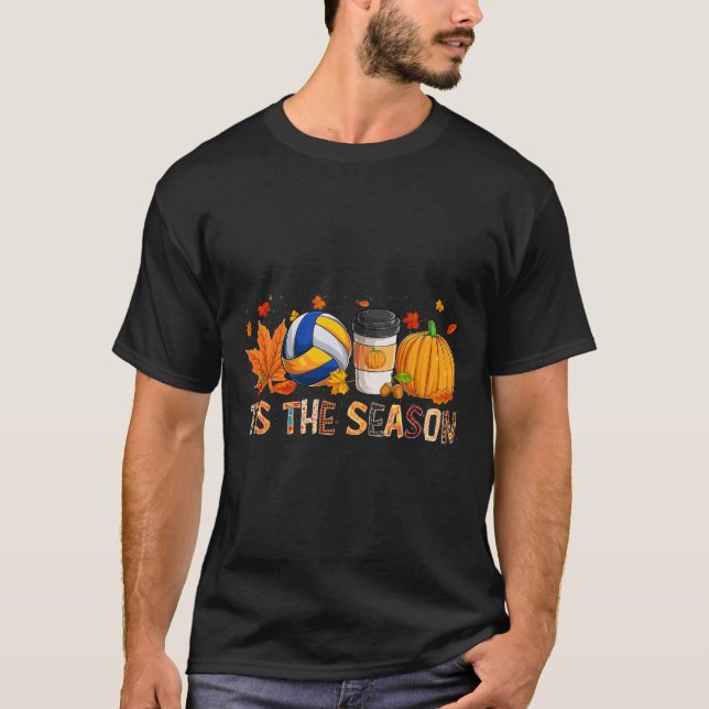 Season Leopard Pumpkin Volleyball Halloween Fall L T-Shirt (Front)