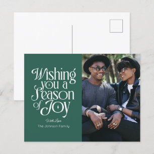 Season of Joy Holiday Photo Post Card Personalized