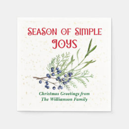 Season of Simple Joys Blue Juniper Christmas Napkin