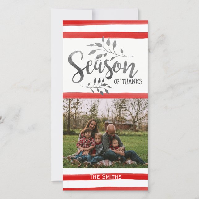 Season of Thanks Thanksgiving Photo Card - Red (Front)