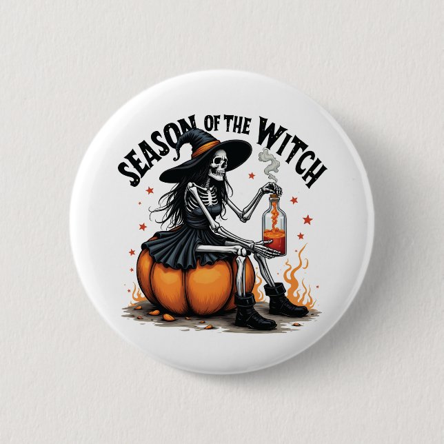 Season Of the Witch Spooky Hallowee Wtich  2 Inch Round Button (Front)