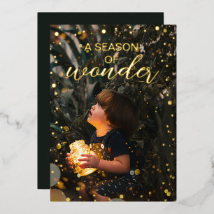 Season of Wonder Gold Foil Photo Holiday Card