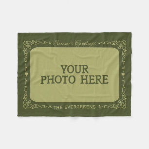 Season’s Greetings Custom Photo & Name fleece Blanket