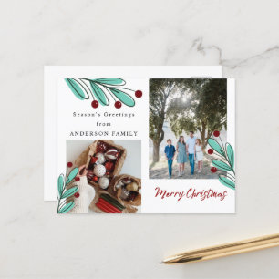 Season’s Greetings Merry Christmas Photo Holiday Postcard