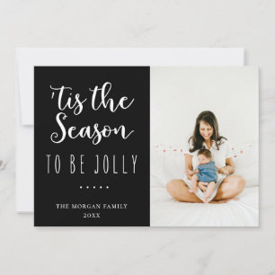 Season To Be Jolly Black Holiday Greeting Photo Card