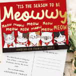 Season to be Meowwy Funny Cute Cats Caroling Foil Holiday Postcard<br><div class="desc">Carol of the cats. 'Tis the season,  to be meowwy! meow meow meow meow.. meow meow meow MEOW!

Available here:
http://www.zazzle.com/selectpartysupplies</div>